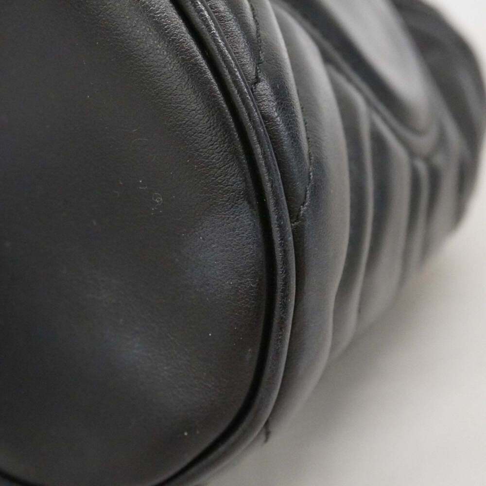 GUCCI Black Leather GG Marmont Shoulder Bag - Picture 6 of 8